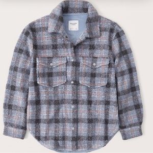 Abercrombie Blue Plaid Sherpa Jacket Size Small